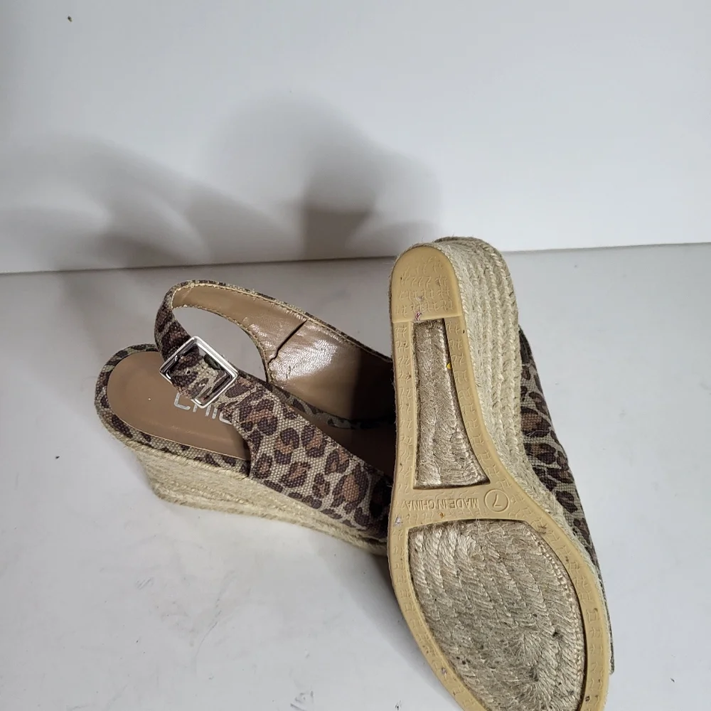 Chico's Brown Leopard Espadrille Wedges